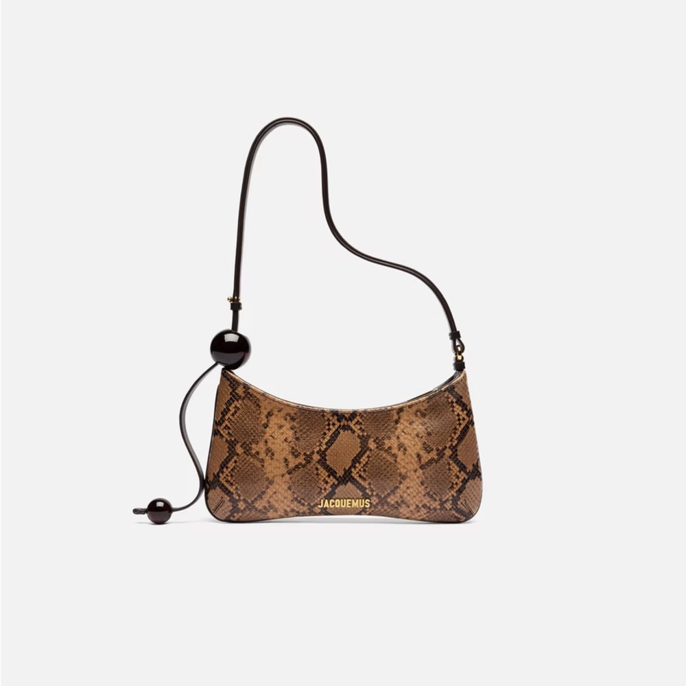 Jacquemus Tan Snake Print “The Bisou Perle” Bag